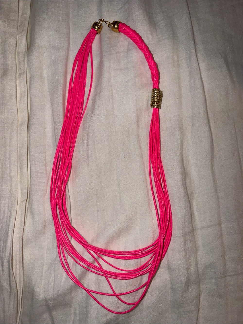 Hot Pink Multi-Strand Statement Necklace - Unbranded